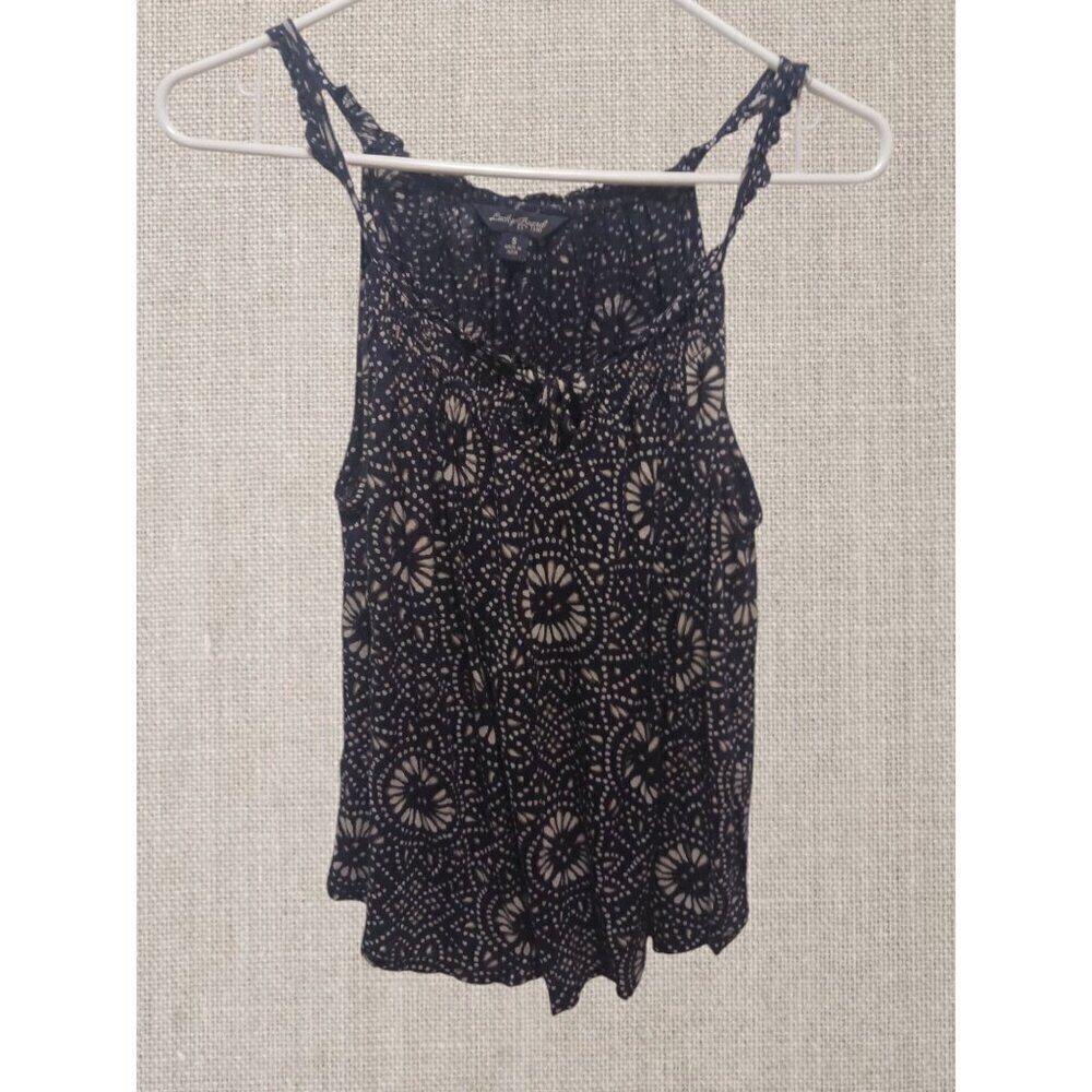 Lucky Brand Womens Sleeveless Printed Tank Top Size Small navy/wht